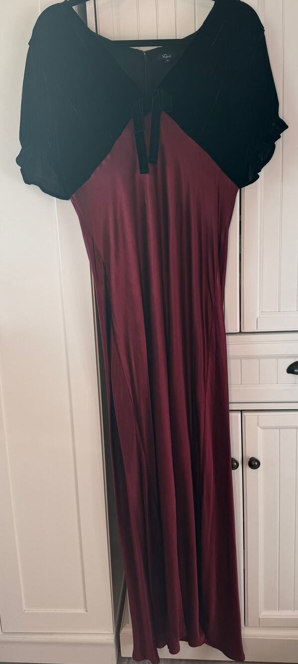 Rails Dory Puff Sleeve Mixed Media Velvet & Satin Cocktail Dress sx XL EXCELLENT